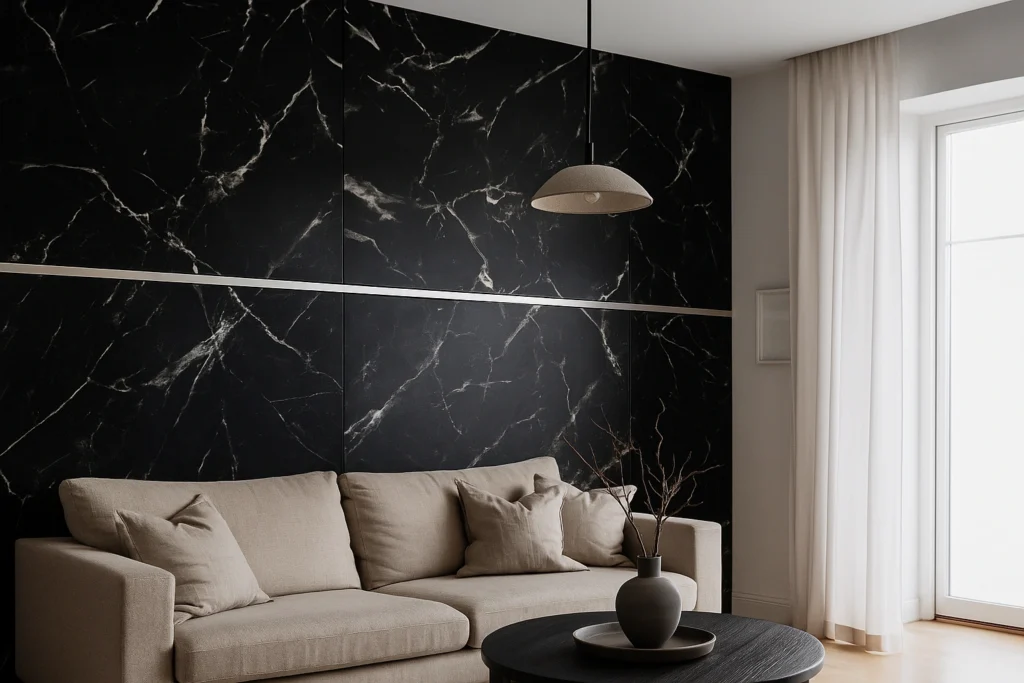 Black White PVC Falpanel Ezüst H profil Referencia