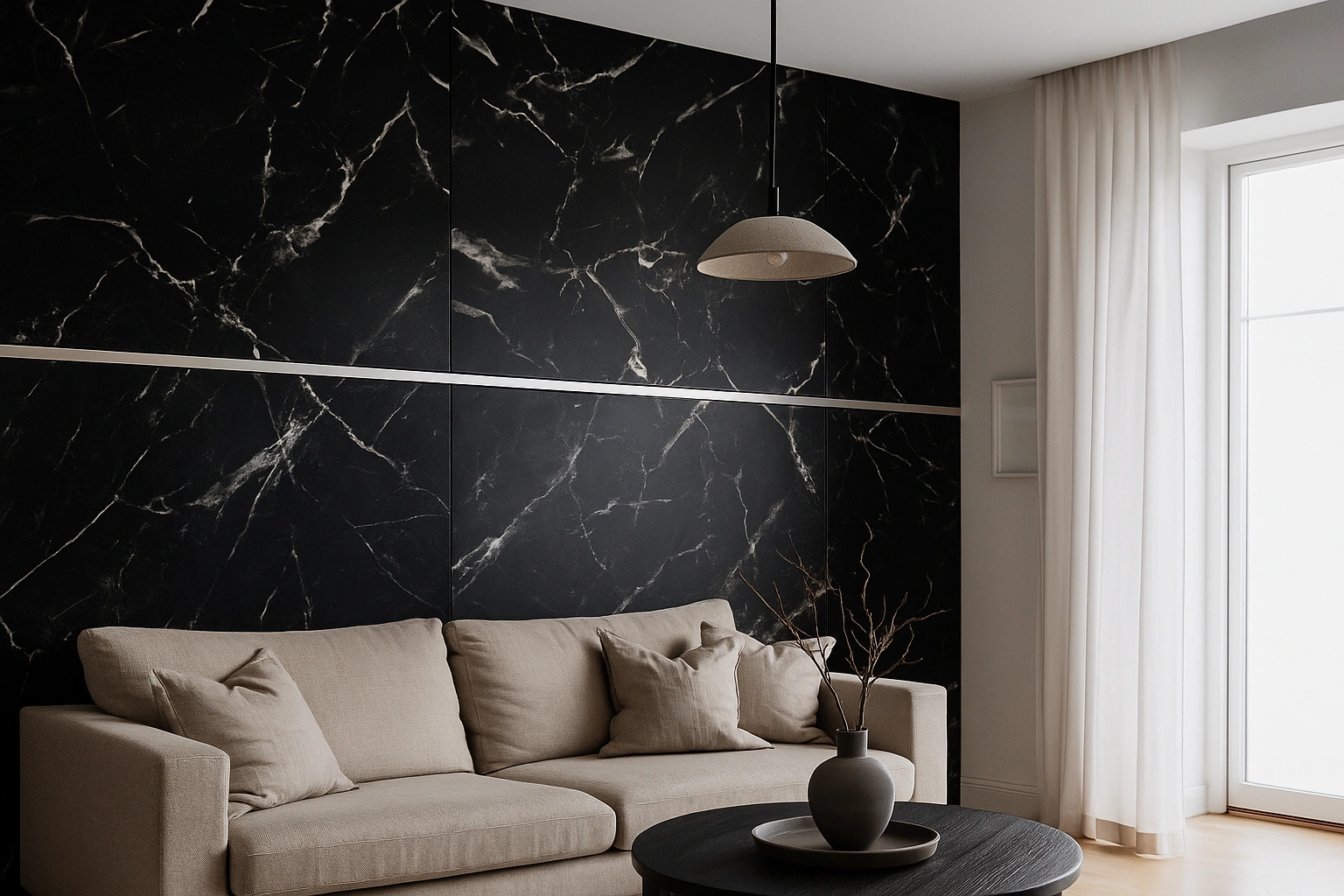 Black White PVC Falpanel Ezüst H profil Referencia