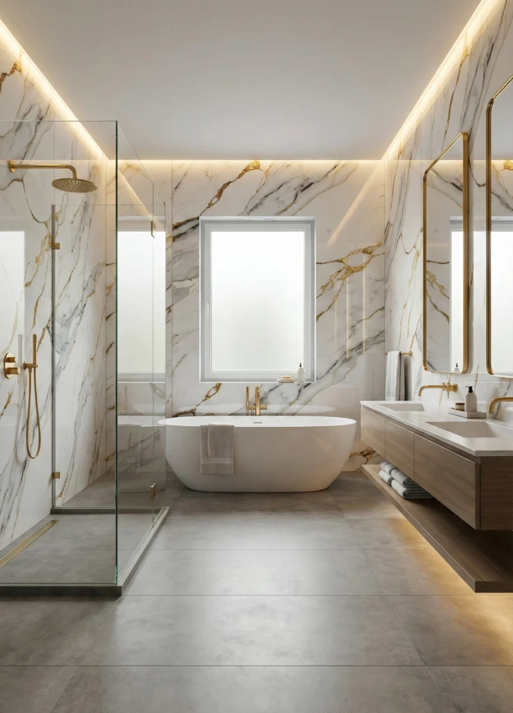 carrara gold pvc falpanel fürdőszobába