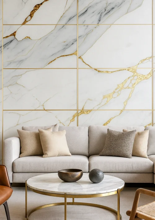 Carrara Gold PVC Falpanel Arany T profil referencia 2